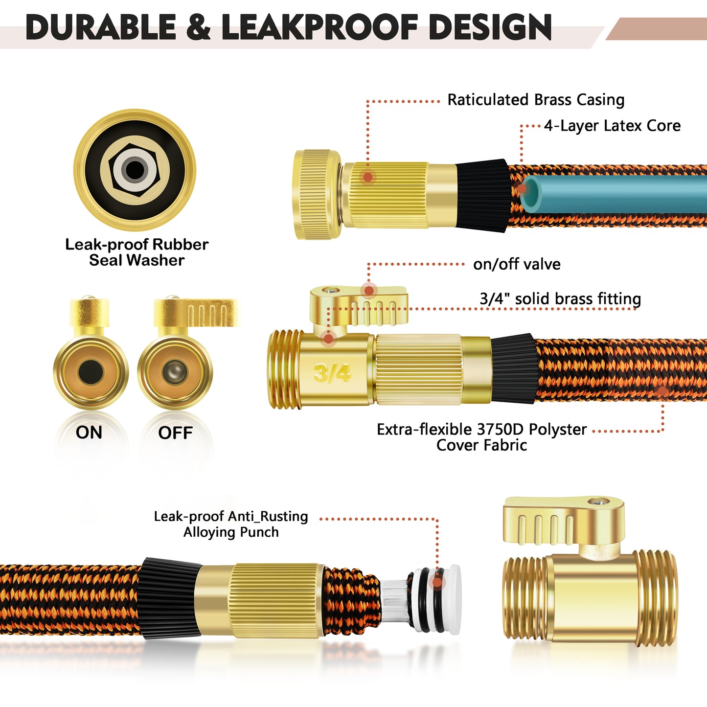 100ft Expandable Garden Hose Water Hose with 10 Function Nozzle and Durable 4-Layers Latex