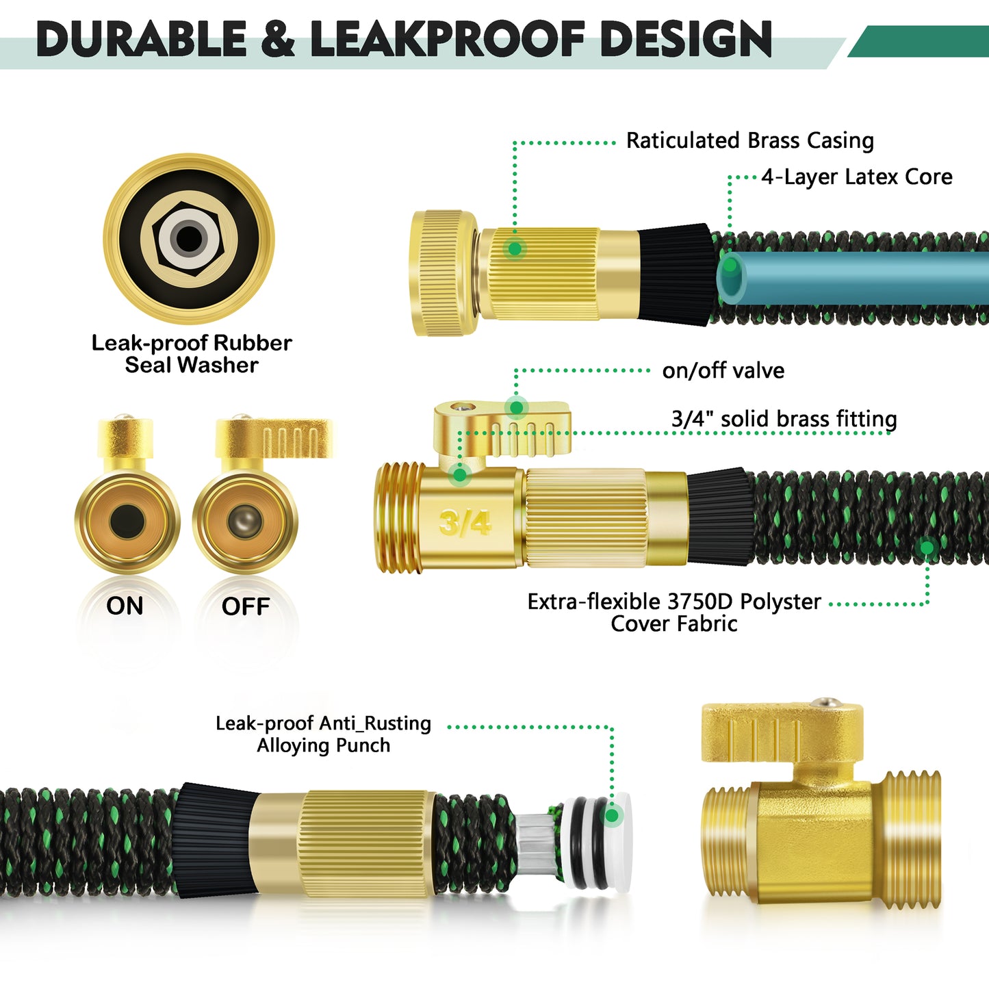 Expandable Garden Hose 100ft, Flexible Lightweight Water Hose with 10 Way Spray Nozzle